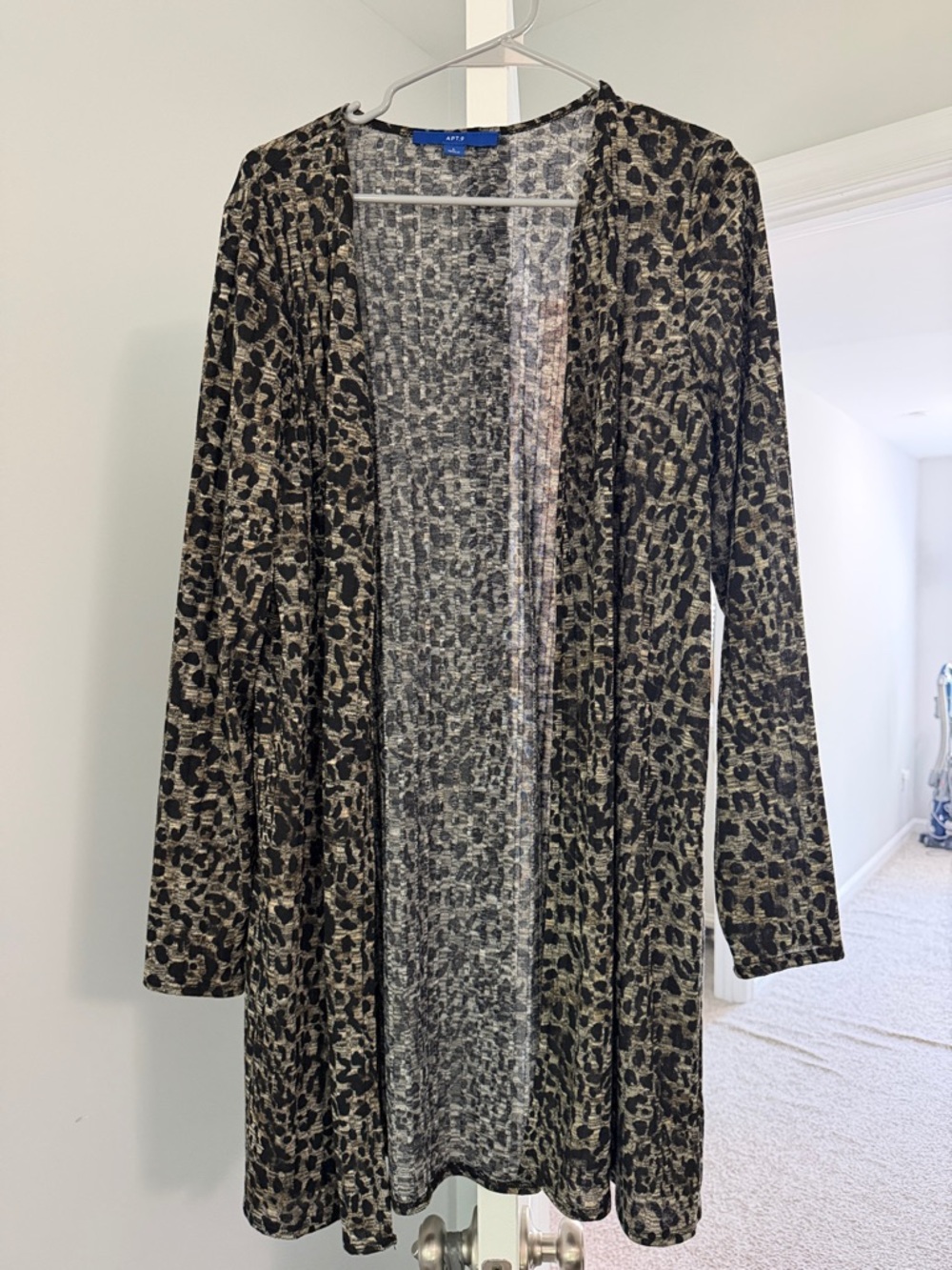 Apt 9 Leopard Print Open Front Cardigan - Black & Taupe